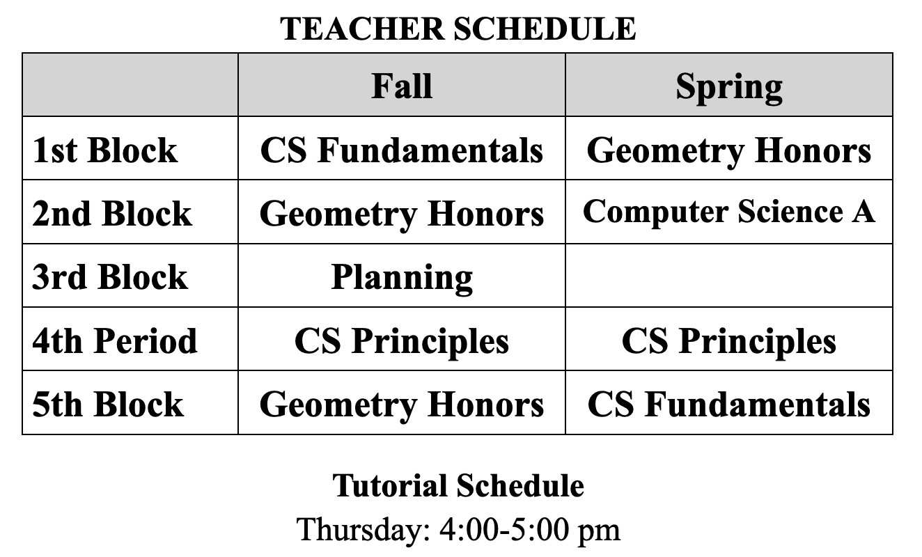 Teacher Schedule